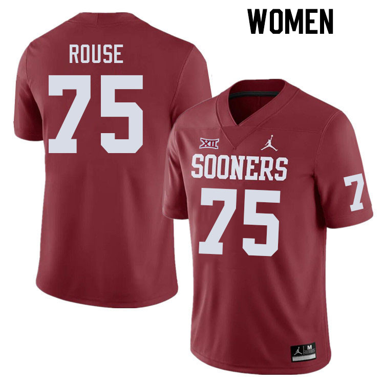 Women #75 Walter Rouse Oklahoma Sooners College Football Jerseys Stitched-Crimson - Click Image to Close